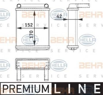 Радиатор печки MB Sprinter, VW LT, 96-06, TDI BEHR-HELLA 8FH 351 312-521 (фото 1)