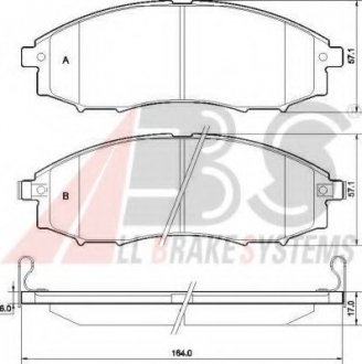 Комплект тормозных колодок, дисковый тормоз A.B.S 37541 (фото 1)