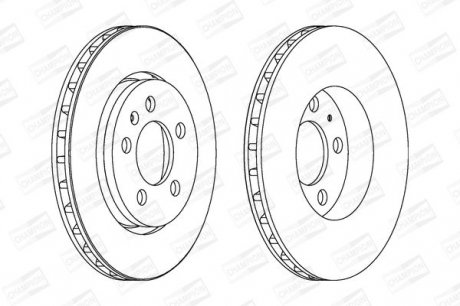 Гальмівний диск AUDI S3 Quattro 1.8T 20V 08/98->, AUDI TT Quattro 1.8T 20V (vented option) 98-> SEAT Leon 1.8T 20V (vented option) 08/99-> SKODA Octavia 1.8T RS 05/01-> VW Beetle 2.3V5 10/00->, VW Bora 2.3V5 (vented option) 08/98- Champion 562133CH (фото 1)