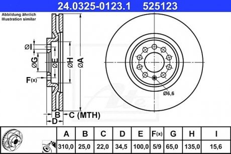 Тормозной диск ATE 24.0325-0123.1 (фото 1)