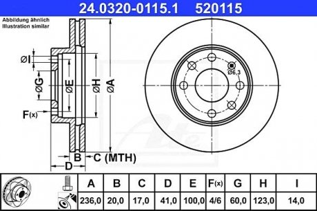 Диск гальмівний Power Disc ATE 24.0320-0115.1 (фото 1)