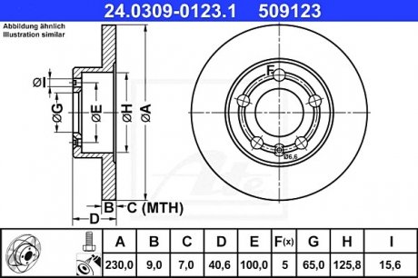 Диск гальмівний Power Disc ATE 24.0309-0123.1 (фото 1)