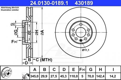 - Гальмівний диск OPEL VECTRA C (F68,F69)/Vau. Vectra MK II (02-08) OPEL VECTRA C Caravan (F35) / Vau. MK II (03-08) SAAB 9-3 Cabriolet (YS3F) (03-12) SAAB 9-3 Limousine (YS3F) (03-12)SAAB 9-3 SportCombi (05-12) SAAB 9-3 X (09-12) ATE 24.0130-0189.1 (фото 1)