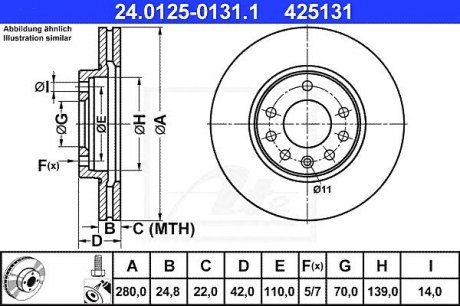 Гальмівний диск ATE 24.0125-0131.1 (фото 1)