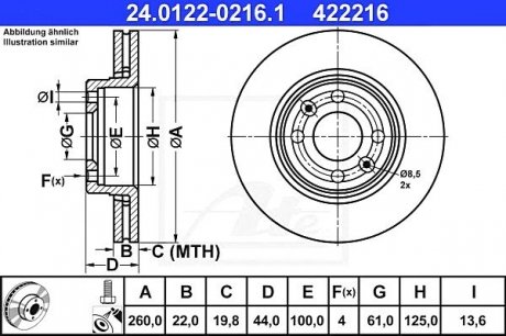 Гальмівний диск ATE 24.0122-0216.1 (фото 1)