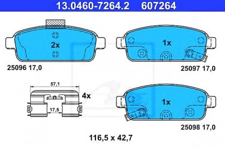 Комплект тормозных колодок, дисковый тормоз ATE 13.0460-7264.2 (фото 1)