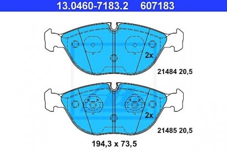 - Гальмівні колодки до дисків AUDI A4 (B5) (95-01) AUDI A8 (94-02) AUDI TT Coupe (98-06) AUDI TT Roadster (99-06)BENTLEY ARNAGE BENTLEY AZURE BENTLEY CONTINENTAL BMW 7er Reihe/E38 (93-01) BMW Z8 (00-03) CHRYSLER CROSSFIRE Cabrio (ATE 13.0460-7183.2 (фото 1)