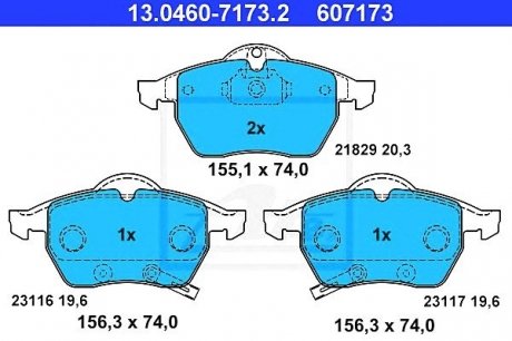 - Гальмівні колодки до дисків OPEL ASTRA G / Vauxhall Astra MKIV (98-04) OPEL ZAFIRA I / Vauxhall Zafira I (99-05) SAAB 900 (94-98) SAAB 9-3 (YS3D) (98-02)SAAB 9-3 Cabriolet (YS3D) (98-03) SAAB 9-5 Kombi (YS3E) (98-10) SAAB 9-5 Li ATE 13.0460-7173.2 (фото 1)