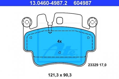 Колодки гальмівні дискові, к-кт ATE 13.0460-4987.2 (фото 1)