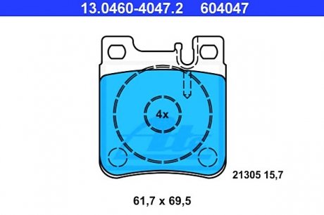 Колодки гальмівні дискові. к-кт ATE 13.0460-4047.2 (фото 1)