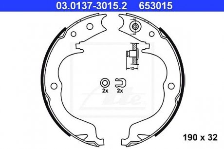 ="03.0137-3015.2 - Гальмівні колодки до барабанів" CITROEN C-CROSSER (07-) MITSUBISHI GRANDIS (04-) MITSUBISHI LANCER Evolution (CZ_A) (07-) MITSUBISHI LANCER Sportback (CX_A) (08-) MITSUBISHI OUTLANDER II (06-) PEUGEOT 4007 (07-) SUBARU FORESTE ATE ="03.0137-3015.2" (фото 1)