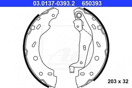 Колодки гальмівні барабанные к-кт ATE ="03.0137-0393.2" (фото 1)