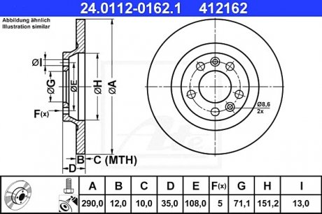 Гальмівний диск ATE 24.0112-0162.1 (фото 1)