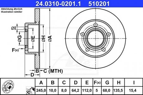 Диск гальмівний Power Disc ATE 24.0310-0201.1 (фото 1)