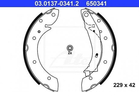 ="03.0137-0341.2 - Гальмівні колодки до барабанів" CITROEN BERLINGO (M_) Kasten (96-08) CITROEN BERLINGO (MF) Kombi (96-08) CITROEN XSARA Picasso (N68) (00-10) PEUGEOT PARTNER Kasten (96-08)PEUGEOT PARTNER Kombi (96-08) ATE ="03.0137-0341.2" (фото 1)