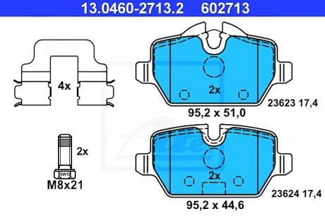Комплект тормозных колодок, дисковый тормоз ATE 13.0460-2713.2 (фото 1)
