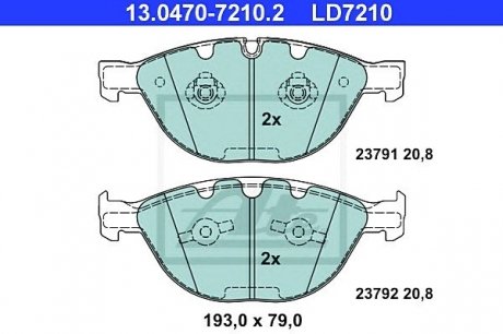 - Гальмівні колодки до дисків CERAMIC - BMW 5er Reihe/E60 Limousine (03-10) BMW 5er Reihe/E61 Touring (04-10) BMW 6er Reihe/E63 Coupe (04-11) BMW 6er Reihe/E64 Cabrio (04-11) ATE 13.0470-7210.2 (фото 1)