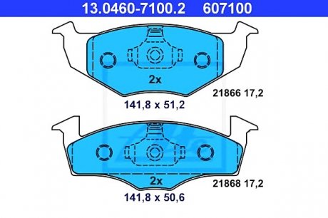 Колодки гальмівні дискові, к-кт ATE 13.0460-7100.2 (фото 1)