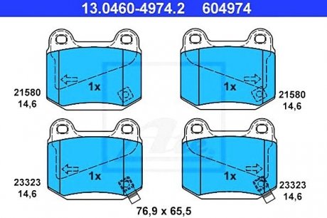 - Гальмівні колодки до дисків MITSUBISHI LANCER Evolution (99-03) NISSAN 350 Z (Z33) (03-) SUBARU IMPREZA Kombi (05-07) SUBARU IMPREZA Limousine (05-07) ATE 13.0460-4974.2