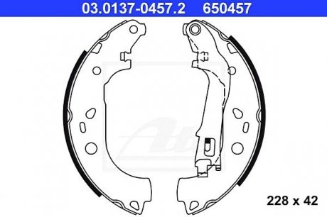 ="03.0137-0457.2 - Гальмівні колодки до барабанів" FIAT DOBLO (01-10) FIAT DOBLO (10-) FIAT FIORINO / FIORINO QUBO (08-) FIAT IDEA (04-12) LANCIA MUSA (04-12) ATE ="03.0137-0457.2" (фото 1)