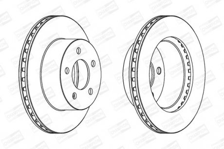 Гальмівний диск Jeep Cherokee/Wrangler 2.1TD, 2.5, 2.5TD, 4.0 90-> / Grand Cherokee 2.5TD, 5.9V8 97-> Grand Cherokee 4.0, 5.2V8 91-> Champion 562802CH (фото 1)