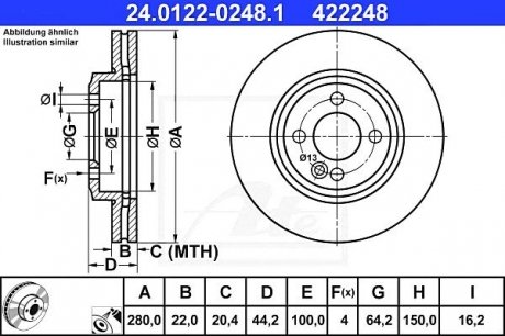 Гальмівний диск ATE 24.0122-0248.1 (фото 1)