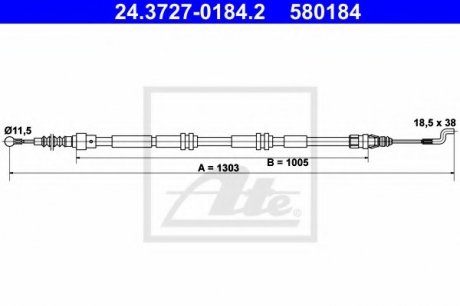 Трос, стояночная тормозная система ATE 24.3727-0184.2 (фото 1)
