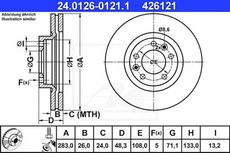 Гальмівний диск ATE 24.0126-0121.1 (фото 1)