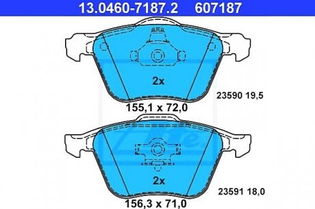 Колодки гальмівні дискові, к-т ATE 13.0460-7187.2 (фото 1)