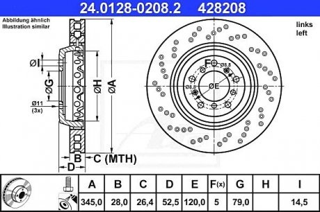 - Гальмівний диск BMW 3er Reihe/E46 (98-06) BMW Z4 Coupe/E86 (06-08) BMW Z4 Roadster/E85 (03-08) ATE 24.0128-0208.2