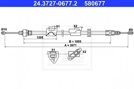 Трос ручного гальма ATE 24.3727-0677.2 (фото 1)