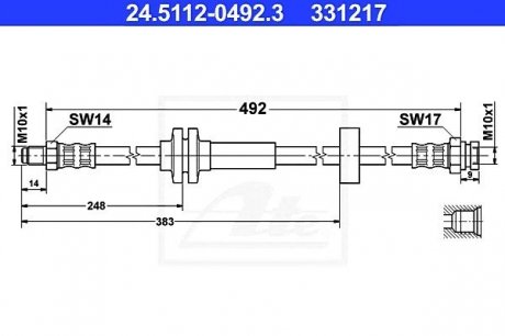 Гальмiвний шланг ATE 24.5112-0492.3