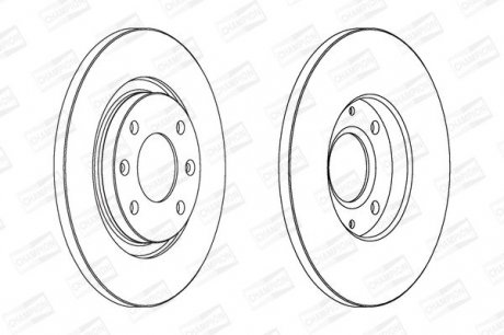 Диск тормозной передний (кратно 2шт.) Citroen Berlingo (96-11)/Peugeot 301 (12-), Partner (96-15) Champion 562044CH (фото 1)