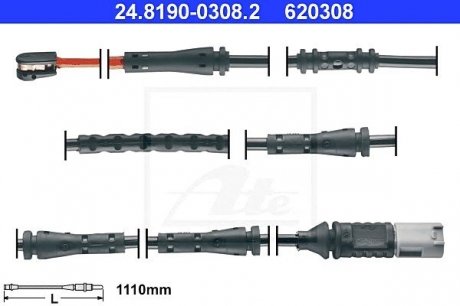 Сигнализатор, износ тормозных колодок ATE 24.8190-0308.2 (фото 1)