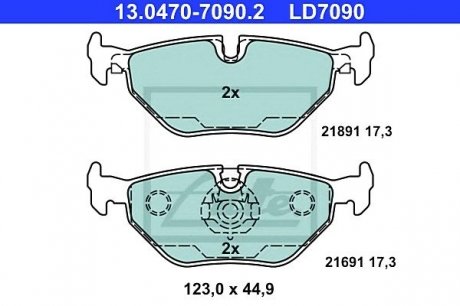 - Гальмівні колодки до дисків CERAMIC - BMW 5er Reihe/E39 (96-03) ATE 13.0470-7090.2 (фото 1)