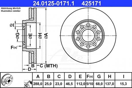 Тормозной диск ATE 24.0125-0171.1 (фото 1)