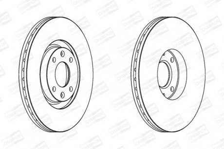 Диск тормозной передний (кратно 2шт.) CITROEN C4 Grand Picasso I (UA_) 06-13, C4 I (LC_) 04-14 Champion 562267CH (фото 1)