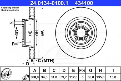 Тормозной диск ATE 24.0134-0100.1 (фото 1)