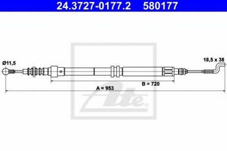 Трос ручного тормоза ATE 24.3727-0177.2 (фото 1)