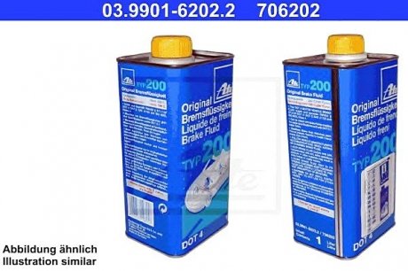 Жидкость тормозная DOT 4 BRAKE FLUID TYP 200 ATE ="03.9901-6202.2" (фото 1)