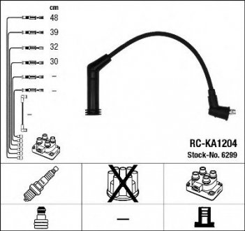Комплект дротів запалювання (вир-во) NGK RC-KA1204 (фото 1)