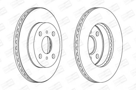 Гальмівний диск передній Toyota Echo, Platz, Yaris (1999->) Champion 562443CH (фото 1)