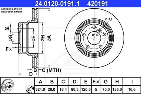 - Гальмівний диск BMW X5 (00-07) ATE 24.0120-0191.1 (фото 1)