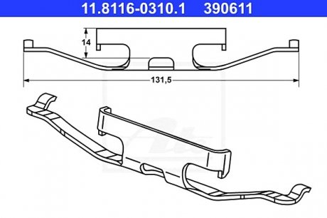 Комплект монтажный тормозных колодок (задних) ATE 11.8116-0310.1 (фото 1)