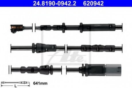 Датчик зносу гальмівних колодок БМВ 1(f40), x1(f48), x2(f39), Mini ATE 24.8190-0942.2 (фото 1)