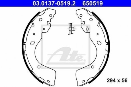 ="03.0137-0519.2 - Гальмівні колодки до барабанів" # FORD RANGER (11-)| NISSAN NAVARA (D40M) (05-)| NISSAN NAVARA Pick-up (D23) (15-) ATE ="03.0137-0519.2"