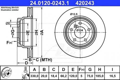 Гальмiвнi диски bmw 3 11- ATE 24.0120-0243.1 (фото 1)