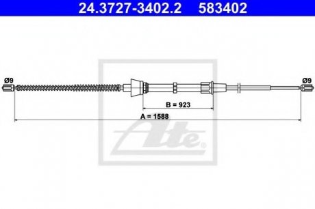 Трос гальмівний ATE 24.3727-3402.2 (фото 1)