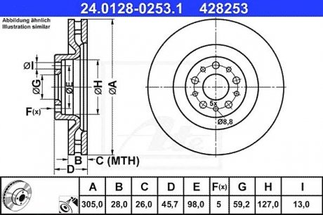 Гальмівний диск ATE 24.0128-0253.1 (фото 1)