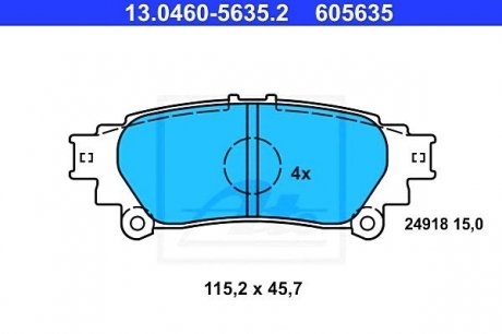 Комплект тормозных колодок, дисковый тормоз ATE 13.0460-5635.2 (фото 1)